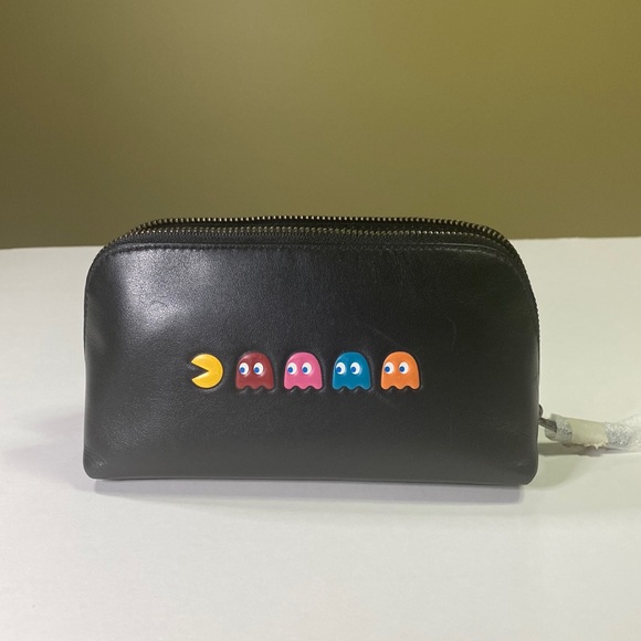 Coach Collectible PacMan Black Calf Leather Zippered Cosmetic Bag - Picture 2 of 14